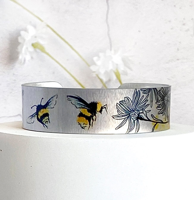 Bee bracelet bangle, handmade UK