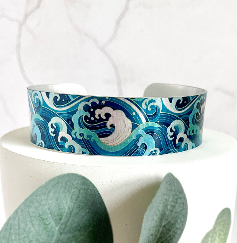 Ocean, sea, surf, bracelet. bangle, Kanagawa, handmade UK