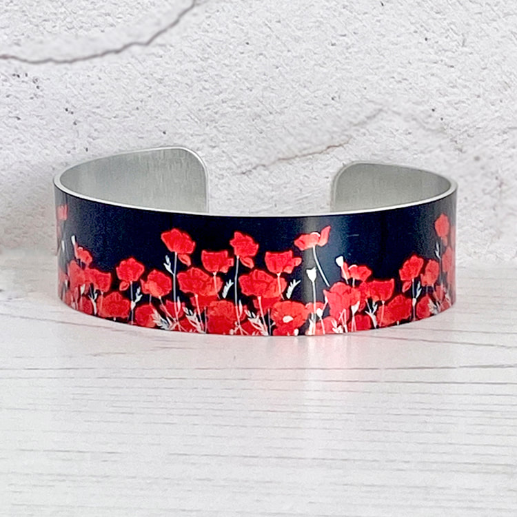 Poppy bracelet, metal bangle, personalised, handmade UK